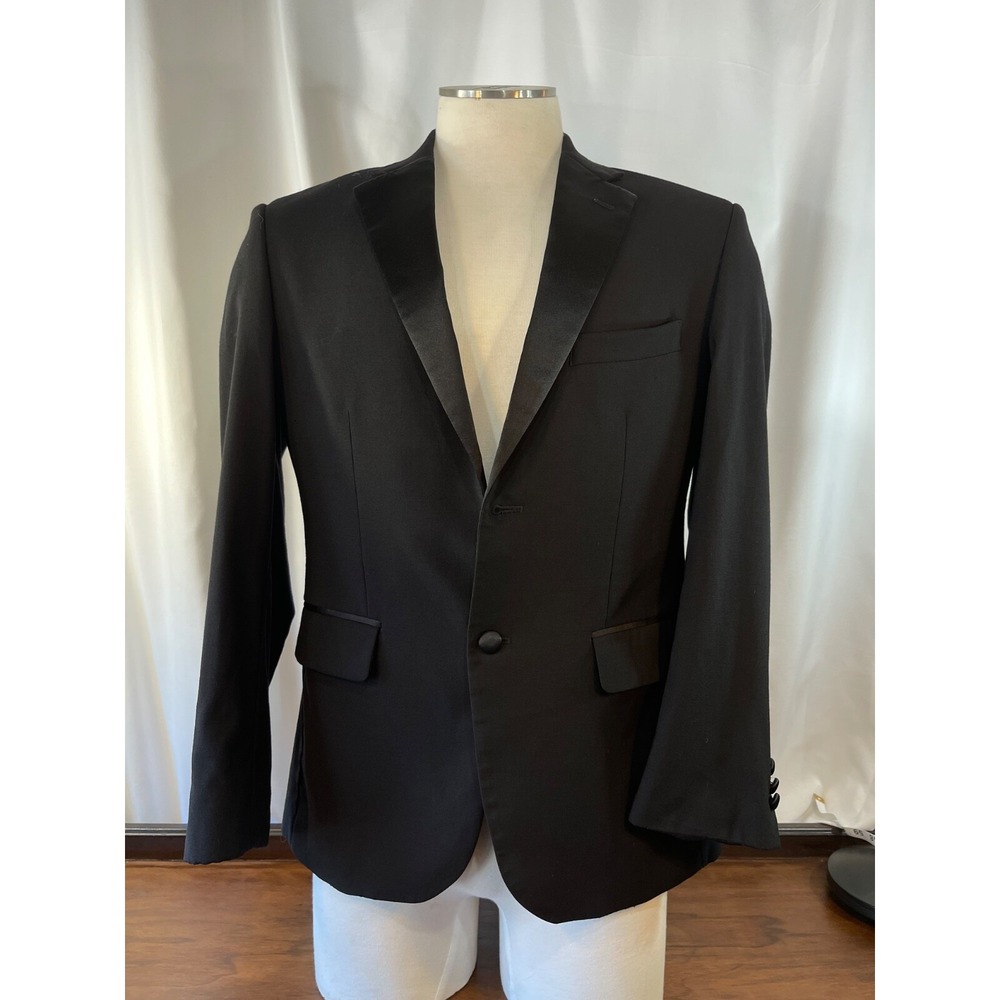 Tux Pronto Uomo Tuxedo 40 Short Jacket Prom Formal Wedding Black Wool Blend